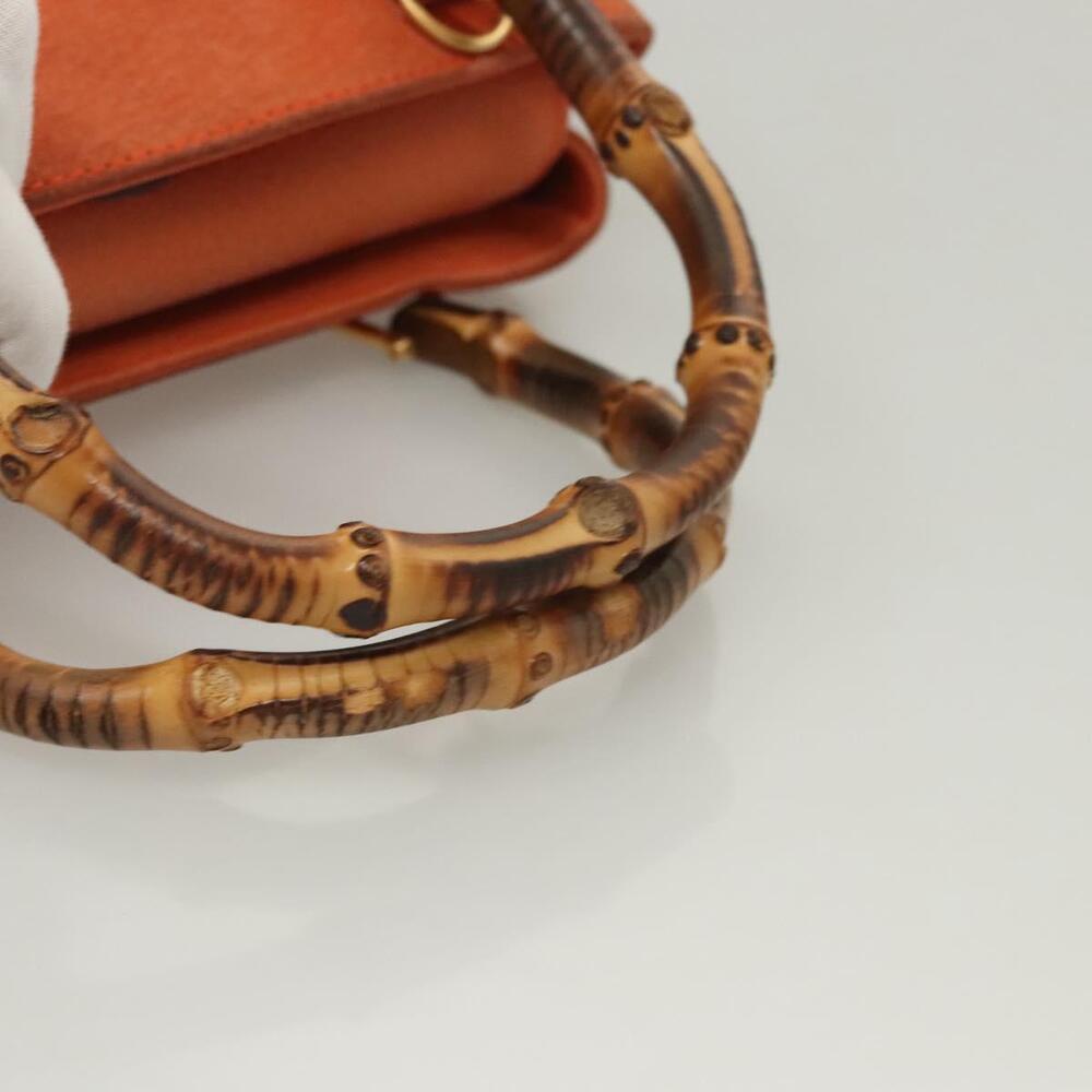 GUCCI Bamboo Hand Bag Suede Orange Gold 000 123 000 123 - Picture 8 of 16